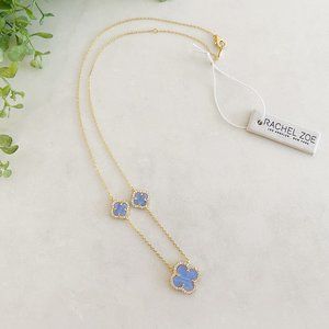Rachel Zoe Three Clover 18K Gold Sterling Silver & Chalcedony Necklace NWT